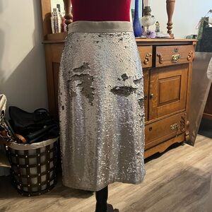 Banana Republic Mermaid Silver Sequin Pencil Skirt